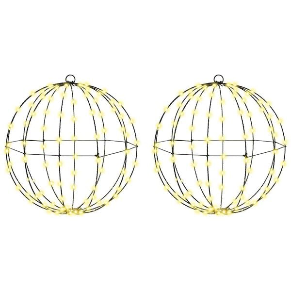 vidaXL Μπάλα με 192 LED 2 pcs Θερμό λευκό 43.5 εκ Μέταλλο
