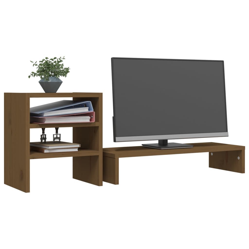 vidaXL Βάση Οθόνης Καφέ 81x20x30 εκ. από Μασίφ Ξύλο Πεύκου
