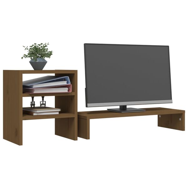 vidaXL Βάση Οθόνης Καφέ 81x20x30 εκ. από Μασίφ Ξύλο Πεύκου