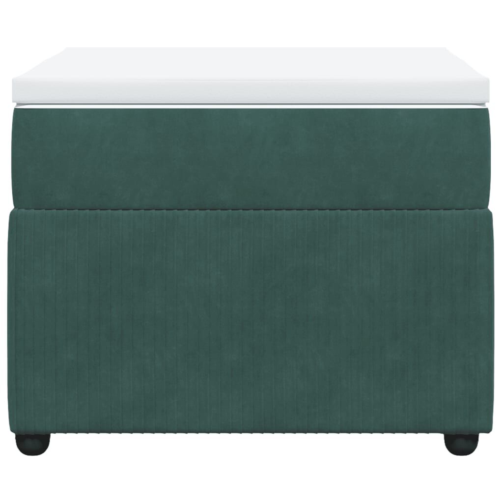 vidaXL Κρεβάτι Boxspring με Στρώμα Σκούρο Πράσινο 90x200 εκ. Βελούδινο