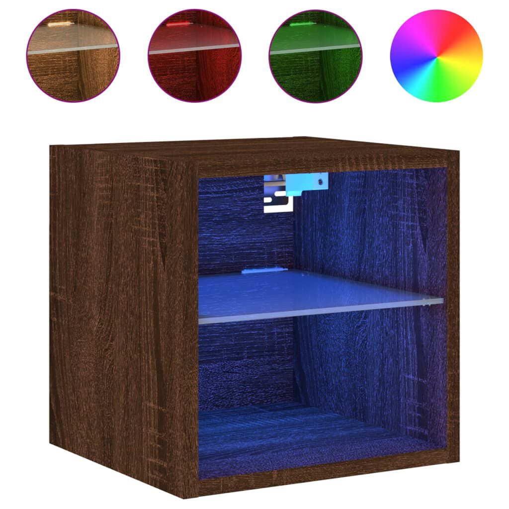 vidaXL Έπιπλα Τοίχου Τηλ. με LED 2 Τεμ. Καφέ Δρυς 30x28,5x30 εκ.