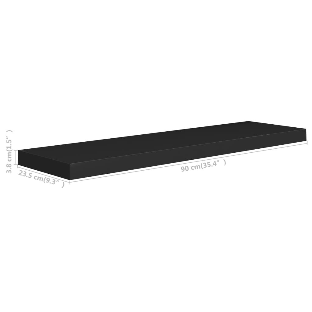 vidaXL Ράφια Τοίχου 2 τεμ. Μαύρα 90x23,5x3,8 εκ. MDF