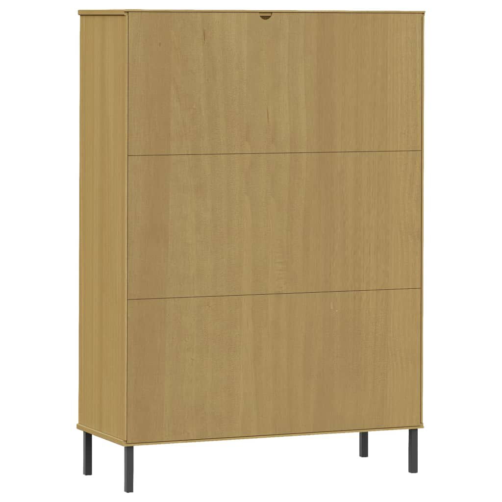 vidaXL Βιβλιοθήκη OSLO Καφέ 90x35x128,5 εκ. Μασίφ Ξύλο με Μετ. Πόδια