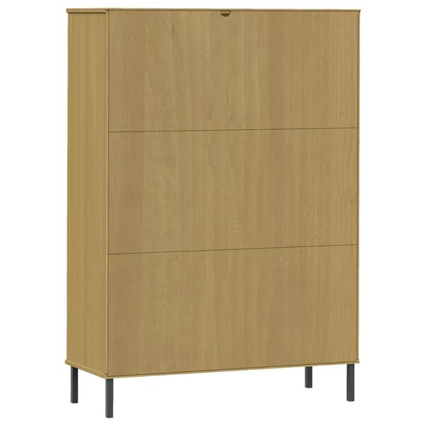 vidaXL Βιβλιοθήκη OSLO Καφέ 90x35x128,5 εκ. Μασίφ Ξύλο με Μετ. Πόδια