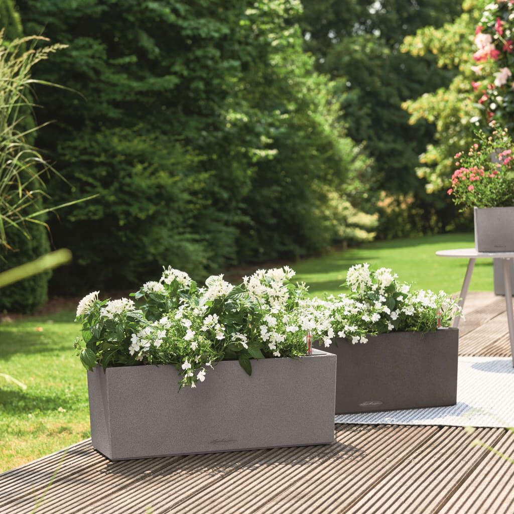 LECHUZA Ζαρντινιέρα Αυτοποτιζόμενη BALCONERA Stone 50 ALL-IN-ONE Μαύρη