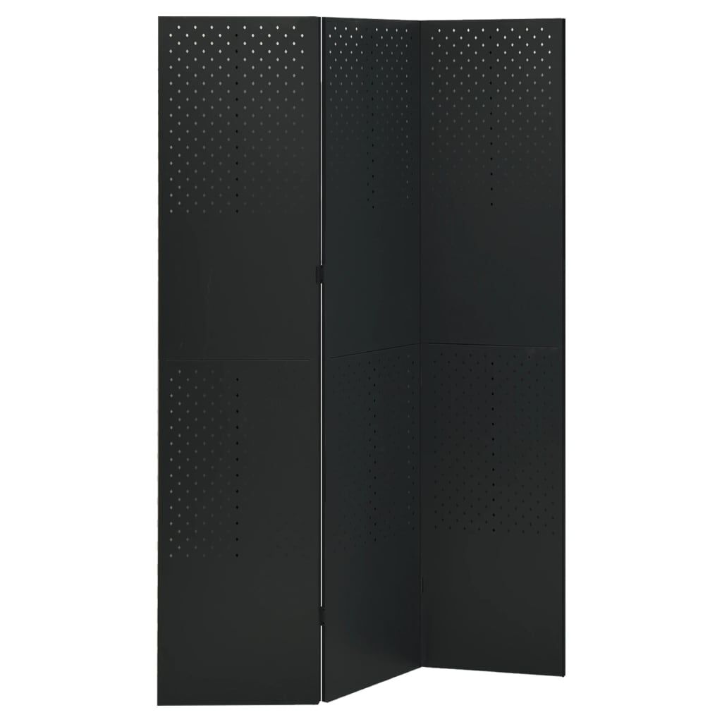 vidaXL Διαχωριστικό Δωματίου με 3 Πάνελ Μαύρο 120 x 180 εκ. από Ατσάλι