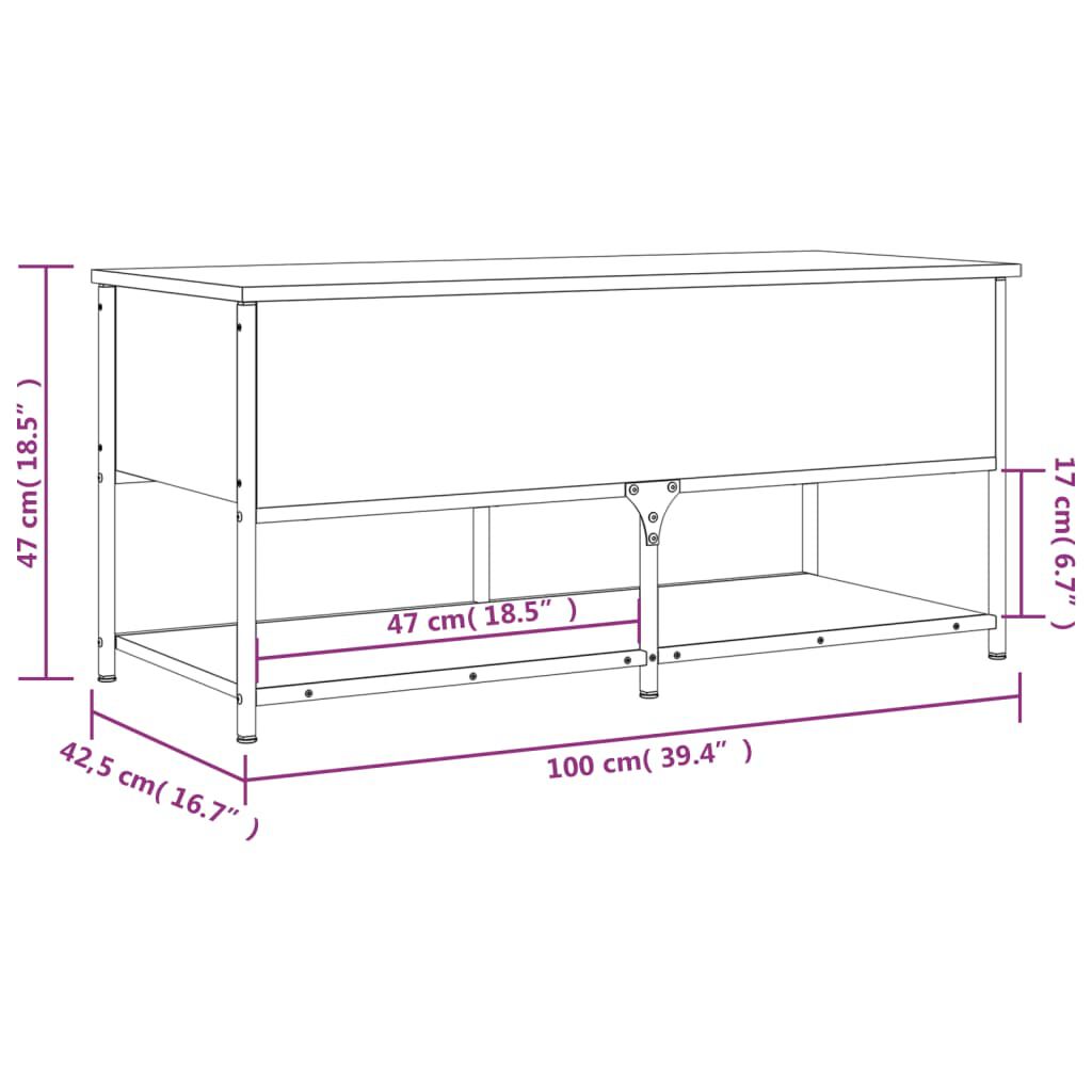 vidaXL Παγκάκι Αποθήκευσης Καπνιστή Δρυς 100x42,5x47εκ. από Επεξ. Ξύλο