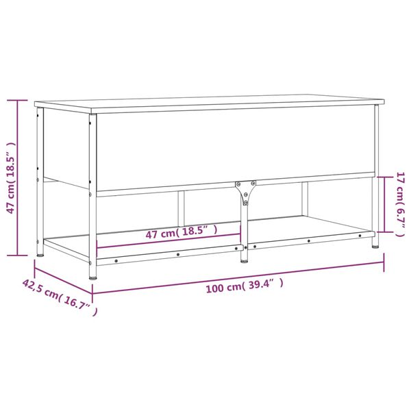 vidaXL Παγκάκι Αποθήκευσης Καπνιστή Δρυς 100x42,5x47εκ. από Επεξ. Ξύλο