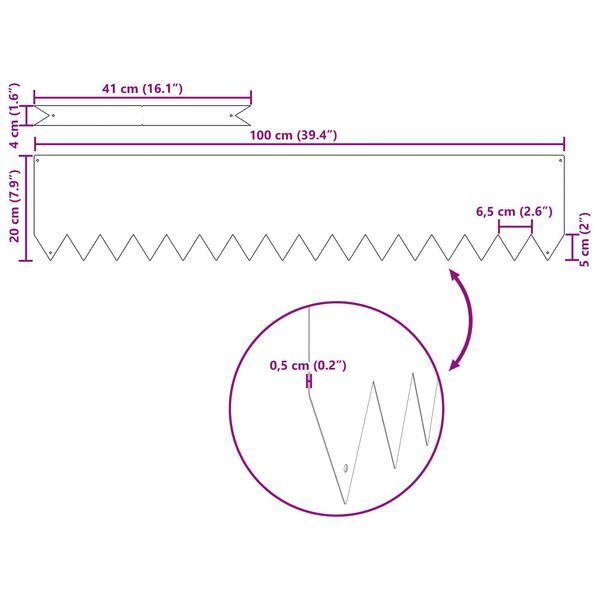 vidaXL Πλαίσιο Γκαζόν 50 τεμ Ελιά 100x0,5x20 εκ Ατσάλι