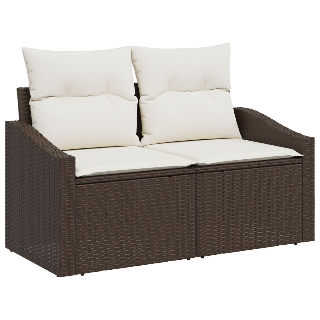 vidaXL Set Καναπέ Κήπου 8 Τεμαχίων με Μαξιλάρια Καφέ Ρατάν