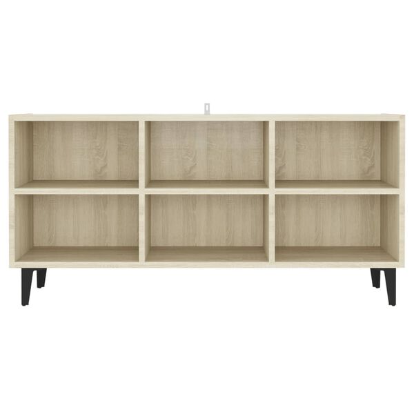 vidaXL Έπιπλο Τηλεόρασης Καπνιστή Δρυς 103,5x30x50 εκ Μεταλλικά Πόδια