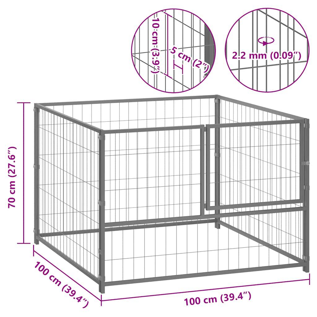 vidaXL Σπιτάκι Σκύλου Ασημί 100 x 100 x 70 εκ. Ατσάλινο