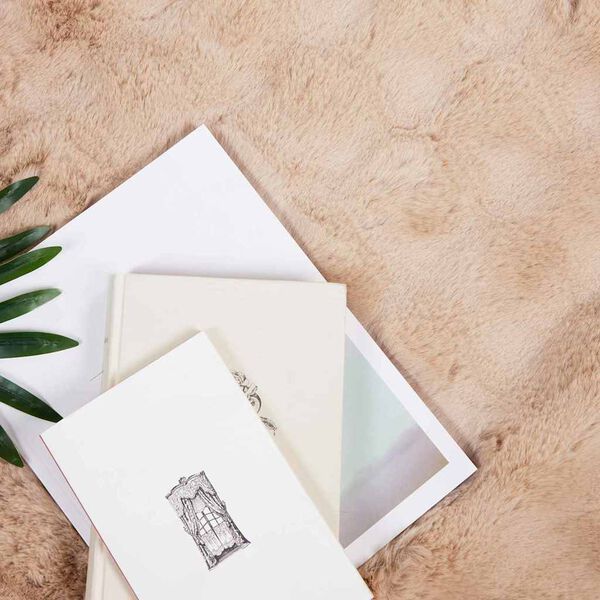 vidaXL Ψεύτικη κουβέρτα από κουνέλι 4 pcs Μπεζ 130 x 150 cm