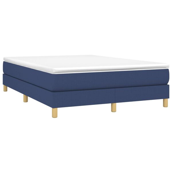 vidaXL Κρεβάτι Boxspring με Στρώμα Μπλε 140x190 εκ. Υφασμάτινο