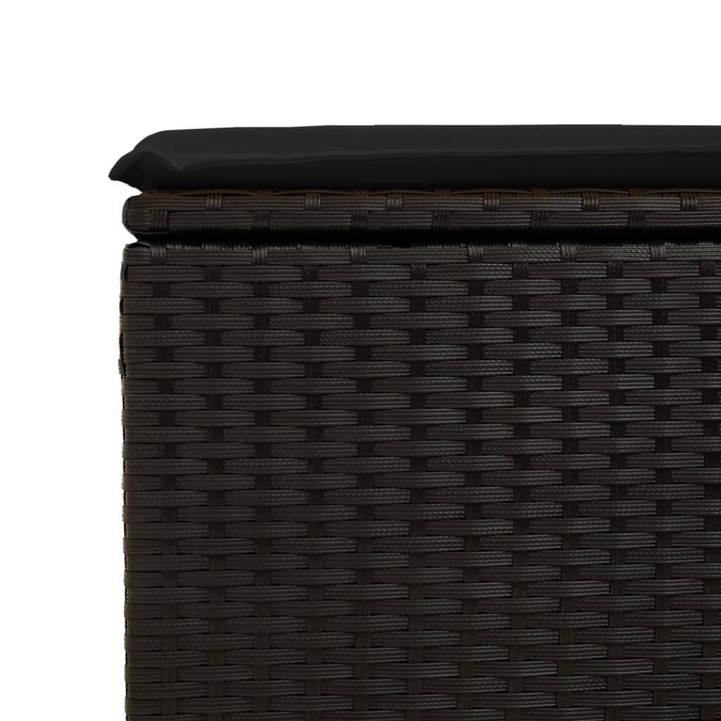 vidaXL Υποπόδιο Κήπου Μαύρο 55x55x37 εκ. Συνθετικό Ρατάν με Μαξιλάρι