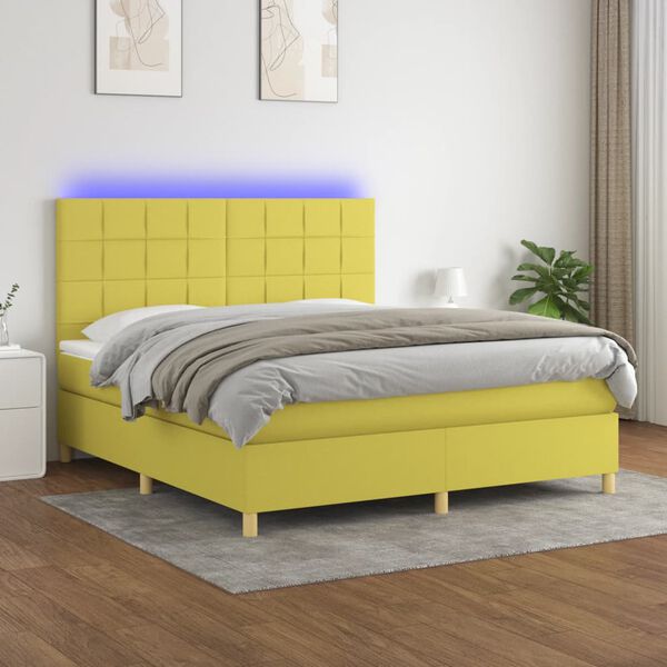vidaXL &Kappa;&rho;&epsilon;&beta;ά&tau;&iota; Boxspring &mu;&epsilon; &Sigma;&tau;&rho;ώ&mu;&alpha; & LED &Pi;&rho;ά&sigma;&iota;&nu;&omicron; 160x200 &epsilon;&kappa; &Upsilon;&phi;&alpha;&sigma;&mu;ά&tau;&iota;&nu;&omicron;
