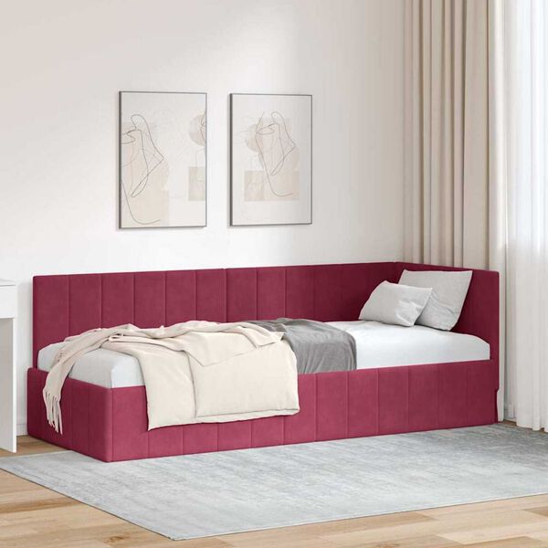 vidaXL Κρεβάτι Γωνίας με κεφαλάρι Μπορντό 80 x 200 cm Βελούδο