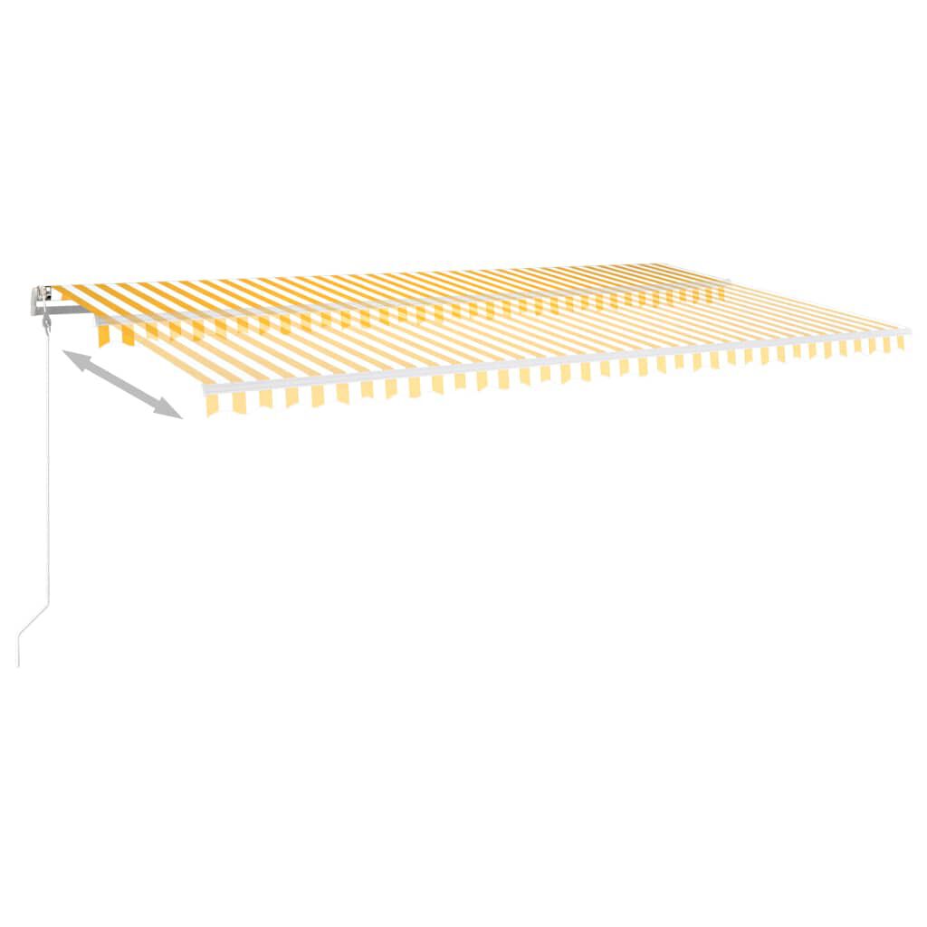 vidaXL Τέντα Συρόμενη Χειροκίνητη με LED Κίτρινο / Λευκό 6x3 μ.