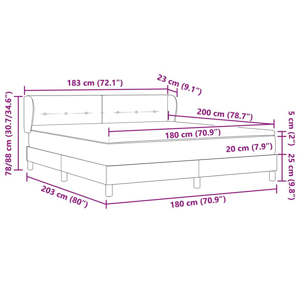 vidaXL Κρεβάτι με στρώμα Σκούρο Μπλε 180x200 εκ Βελούδο