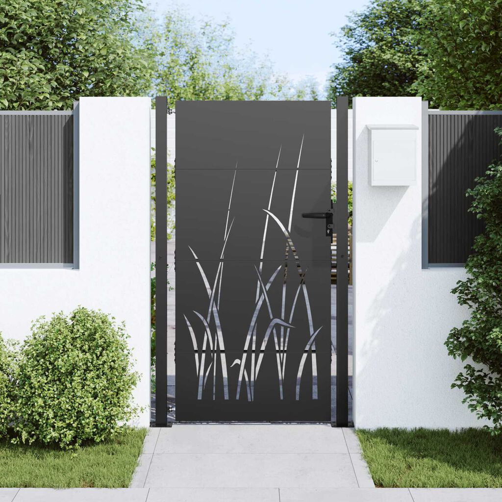 vidaXL Πύλη Κήπου Μαύρο 105 x 200 cm Ατσάλι με Επικάλυψη Πούδρας