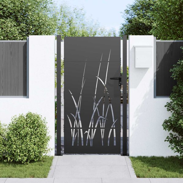 vidaXL Πύλη Κήπου Μαύρο 105 x 200 cm Ατσάλι με Επικάλυψη Πούδρας