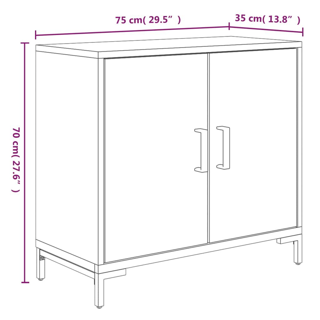 vidaXL Ντουλάπι Καφέ 75 x 35 x 70 εκ. από Μασίφ Ξύλο Πεύκου