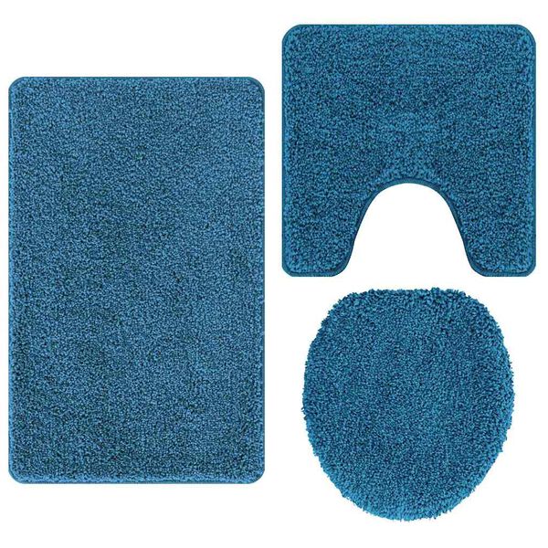 vidaXL Σετ Μάτ Μπάνιου Αντιολισθητικό 3 pcs Μπλε 50 x 50 cm PP