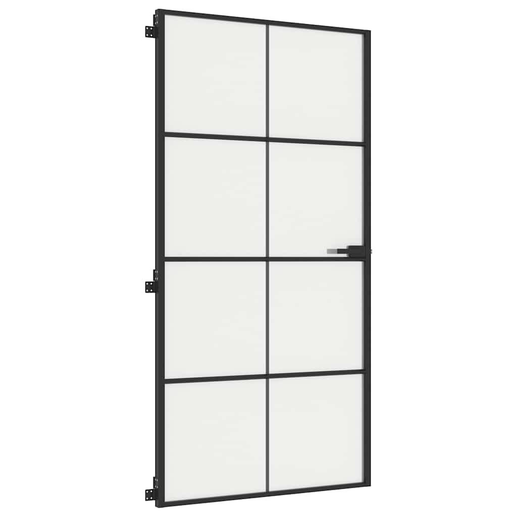 vidaXL Εσωτερική Πόρτα Μαύρη 102,5x201,5 εκ. Ψημένο Γυαλί & Αλουμίνιο