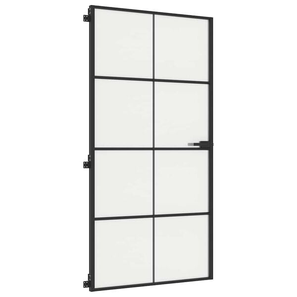 vidaXL Εσωτερική Πόρτα Μαύρη 102,5x201,5 εκ. Ψημένο Γυαλί & Αλουμίνιο