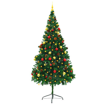 vidaXL Χριστουγεν. Δέντρο Προφωτισμένο Τεχνητό Μπάλες Πράσινο 210εκ
