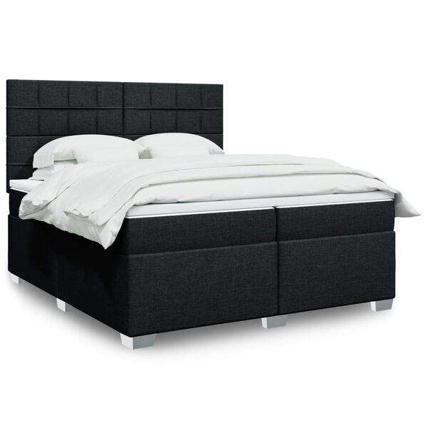 vidaXL &Kappa;&rho;&epsilon;&beta;ά&tau;&iota; Boxspring &mu;&epsilon; &Sigma;&tau;&rho;ώ&mu;&alpha; &Mu;&alpha;ύ&rho;&omicron; 200x200 &epsilon;&kappa;. &Upsilon;&phi;&alpha;&sigma;&mu;ά&tau;&iota;&nu;&omicron;
