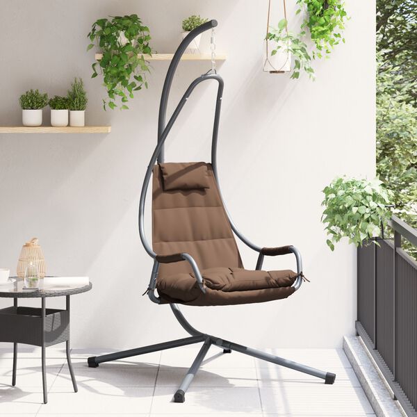 vidaXL Κρεμαστή καρέκλα αυγό Καφέ 94 x 107 x 196.5 εκ. Ατσάλι