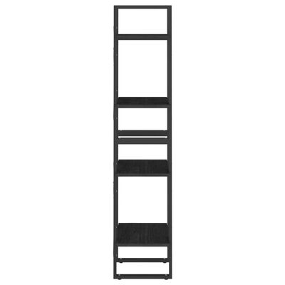 vidaXL Βιβλιοθήκη με 4 Ράφια Μαύρη 40x30x140 εκ. από Μασίφ Ξύλο Πεύκου