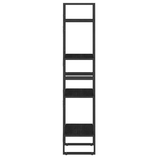 vidaXL Βιβλιοθήκη με 4 Ράφια Μαύρη 40x30x140 εκ. από Μασίφ Ξύλο Πεύκου