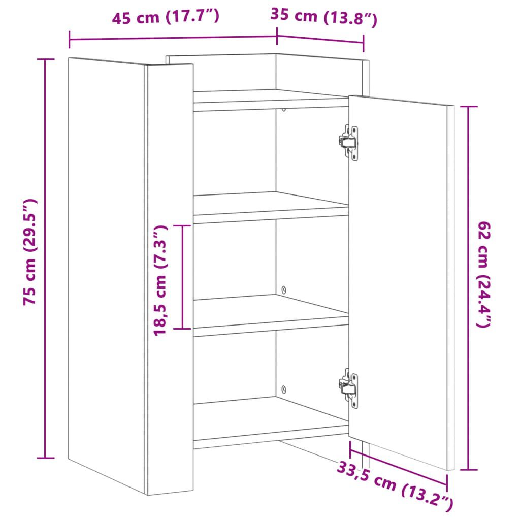 vidaXL Ραφιέρα Γκρι Sonoma 45x35x75 εκ. από Επεξεργασμένο Ξύλο