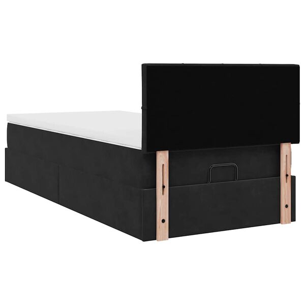 vidaXL Οθωμανικό κρεβάτι με στρώμα Μαύρο 90x190cm Velvet
