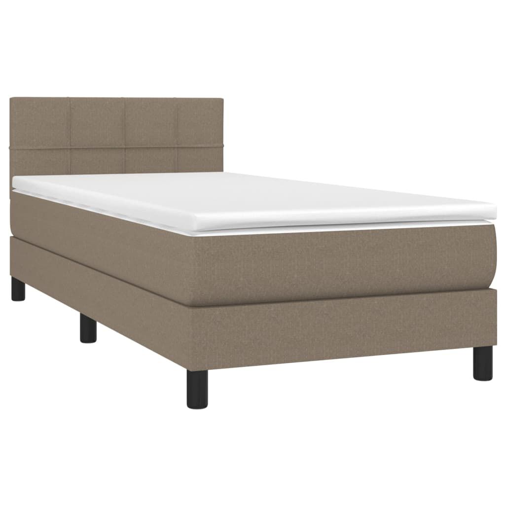 vidaXL Κρεβάτι Boxspring με Στρώμα & LED Taupe 80x200 εκ. Υφασμάτινο