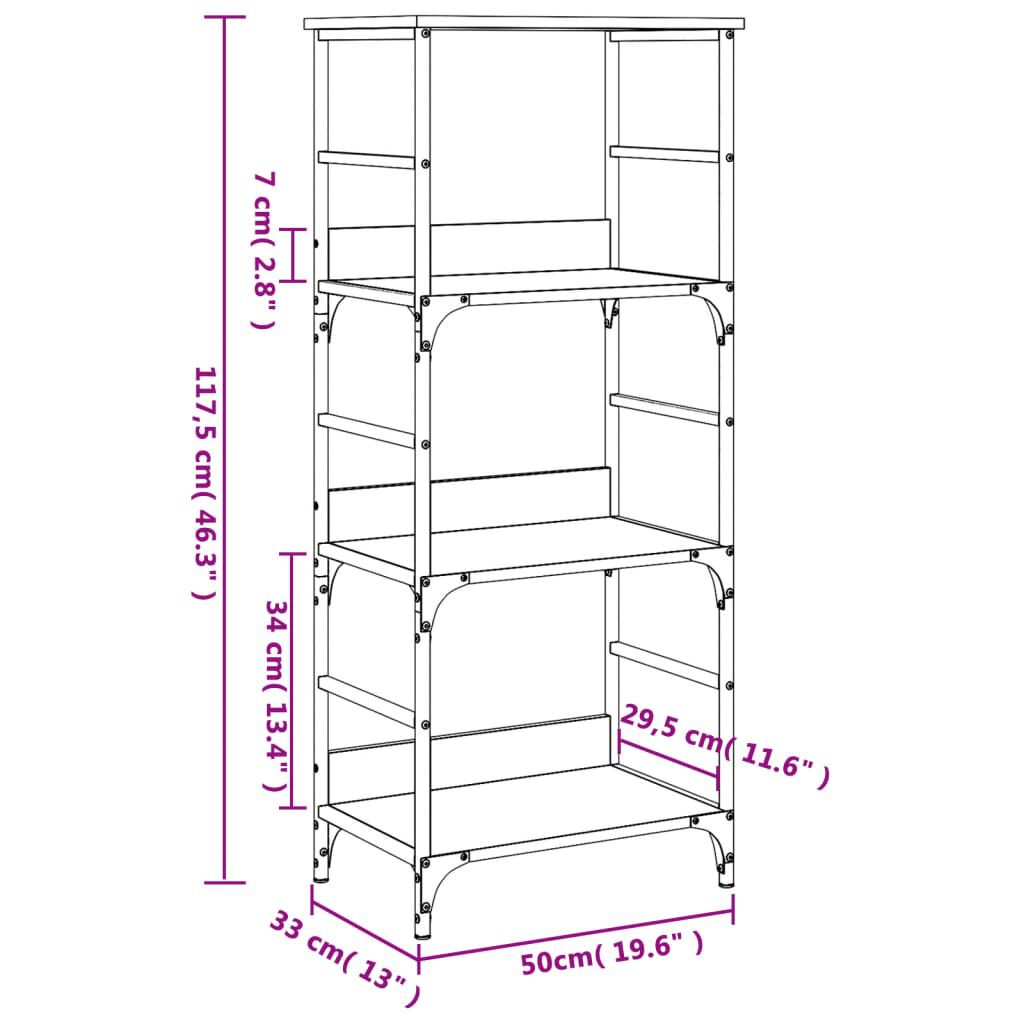 vidaXL Βιβλιοθήκη Sonoma Δρυς 50x33x117,5 εκ. Επεξεργασμένο Ξύλο