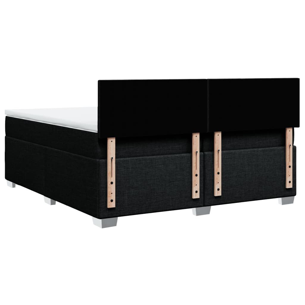 vidaXL Κρεβάτι Boxspring με Στρώμα Μαύρο 200x200 εκ. Υφασμάτινο