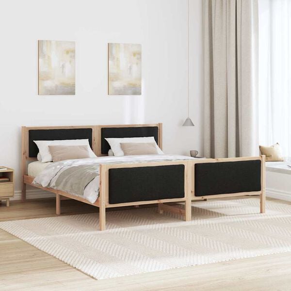 vidaXL Σκελετός Κρεβατιού με κεφαλάρι Μαύρο 180 x 200 cm ύφασμα