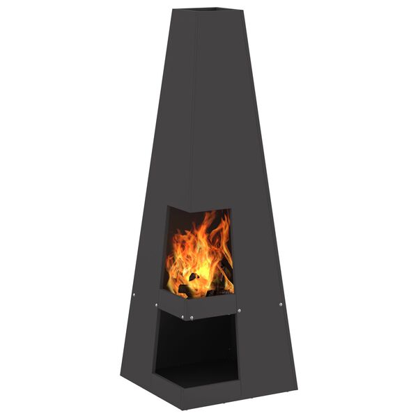 vidaXL Σόμπα Ξύλου με Αποθήκη Ξύλων, Μαύρη, 35 x 35 x 100 εκ., Ατσάλι