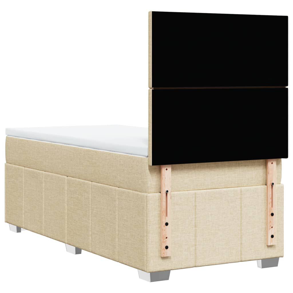 vidaXL Κρεβάτι Boxspring με Στρώμα Κρεμ 90x190 εκ.Υφασμάτινο
