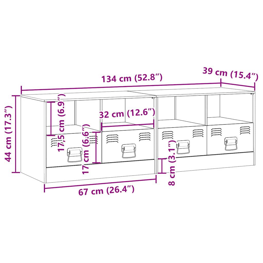 vidaXL Έπιπλα Τηλεόρασης 2 τεμ. Λευκό 67 x 39 x 44 εκ. από Χάλυβα