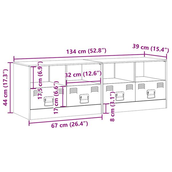 vidaXL Έπιπλα Τηλεόρασης 2 τεμ. Λευκό 67 x 39 x 44 εκ. από Χάλυβα