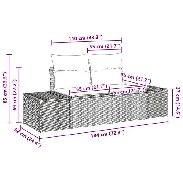 vidaXL Σετ Καναπέ Κήπου 4 pcs Μπεζ 55 x 62 x 69 εκ Πολυ ράταν