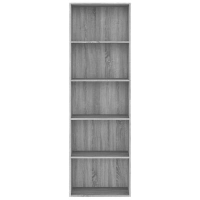 vidaXL Βιβλιοθήκη με 5 Ράφια Γκρι Sonoma 60x30x189 εκ. Επεξεργ. Ξύλο