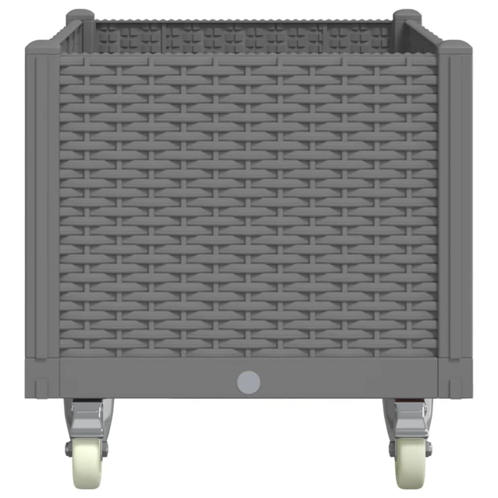 vidaXL Ζαρντινιέρα Κήπου με Ροδάκια Αν. Γκρι 80x50x54εκ Πολυπροπυλένιο