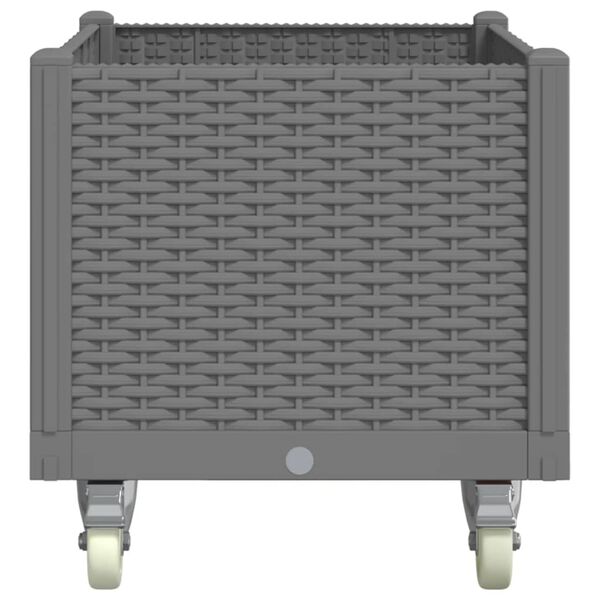 vidaXL Ζαρντινιέρα Κήπου με Ροδάκια Αν. Γκρι 80x50x54εκ Πολυπροπυλένιο