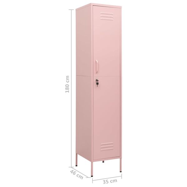 vidaXL Φοριαμός Ροζ 35 x 46 x 180 εκ. από Ατσάλι