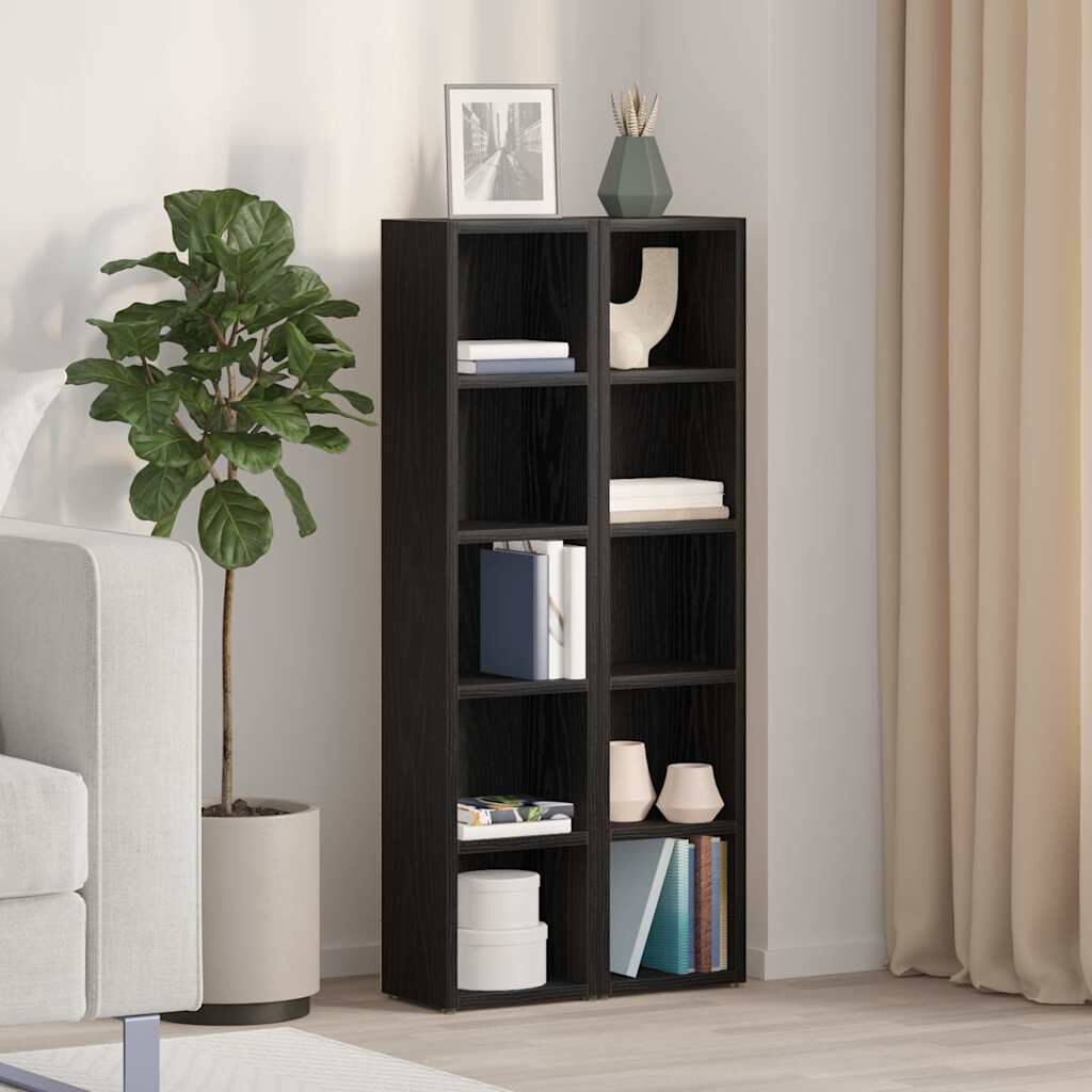 vidaXL Ντουλάπια CD 2 τεμ. Μαύρο Δρυς 21x16x93,5 εκ Επεξεργασμένο Ξύλο
